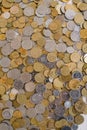 Ukrainian money hryvnia coins background close up