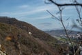 Ukrainian mountains. Lonely house in the forest and clay rock