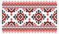 Ukrainian national cross-stitch vector ornament geometric scheme. Black and red illustration