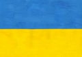 Ukrainian national flag - blue and yellow Painted close up