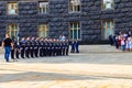 Ukrainian officials, ministers and police officers near the Building of Cabinet of Ministers during celebration of Day of State