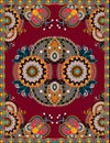 Ukrainian Oriental Floral Ornamental Carpet Design