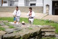 Ukrainian pagan people making ritual ceremony dedicated to Perun,Kiev