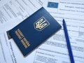 Ukrainian passport with form