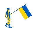 Ukrainian patriot soldier with flag defends country vector silhouette illustration isolated