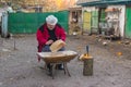 Ukrainian peasant doing daily work Royalty Free Stock Photo