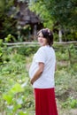 Ukrainian pregnant woman in traditional embroidered shirt Royalty Free Stock Photo