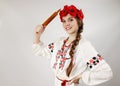 Ukrainian with a rolling pin Royalty Free Stock Photo