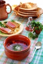 Ukrainian and Russian national cuisine Borsch