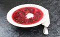 Ukrainian and russian national food - red beet soup Royalty Free Stock Photo