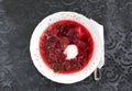 Ukrainian and russian national food - red beet soup Royalty Free Stock Photo