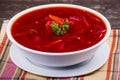 Ukrainian and russian national food - red beet soup, borscht Royalty Free Stock Photo