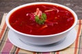 Ukrainian and russian national food - red beet soup, borscht Royalty Free Stock Photo