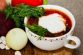 Ukrainian and Russian national red borsch