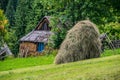 Rusty log cabin. Scene of traditional Ukrainian village Royalty Free Stock Photo