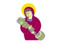 The Ukrainian saint holds an anti-tank defensive weapon in her hands