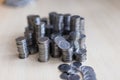 Ukrainian silver coins. Pyramid of money Royalty Free Stock Photo