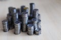 Ukrainian silver coins. Pyramid of money Royalty Free Stock Photo