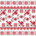 Ukrainian, Slavic Traditional folk knitted red emboidery pattern