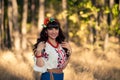 Ukrainian smiling woman in national clothes on the