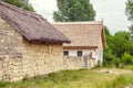 Ukrainian stone house under a thatched roof Royalty Free Stock Photo