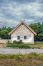 Ukrainian stone house under a thatched roof Royalty Free Stock Photo