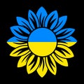 Ukrainian Sunflower illustration. Ukrainian flower icon in yellow and blue colors isolated on background. Vector EPS 10.