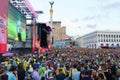 Ukrainian, Swedish and English fans in the fanzone Royalty Free Stock Photo