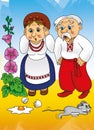 Ukrainian tale, grandma and grandpa in the village