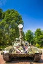 Ukrainian tank t-64 in the park as exponat. Kyiv Royalty Free Stock Photo