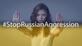 Ukrainian Teen Girl Gesturing Stop Asking To Stop Russian Aggression Royalty Free Stock Photo