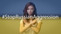 Ukrainian Teen Girl Gesturing Stop Asking To Stop Russian Aggression Royalty Free Stock Photo