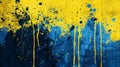 Ukrainian theme grunge ink splatter brushes and strokes for artistic design with artistic elements Royalty Free Stock Photo