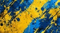 Ukrainian themed grunge ink splatter brushes in yellow and blue for artistic designs Royalty Free Stock Photo