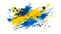 Ukrainian themed grunge ink splatter brushes in yellow and blue with red accents Royalty Free Stock Photo