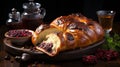 Ukrainian traditional dishes Still life babka - a swee. Generative AI.