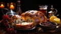 Ukrainian traditional dishes Still life babka - a swee. Generative AI.