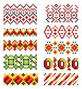 Ukrainian traditional embroidery. Set of patterns for cross stitching decoration. Cross-stitch traditional folk. Vector