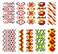 Ukrainian traditional embroidery. Set of patterns for cross stitching decoration. Cross-stitch traditional folk. Vector Royalty Free Stock Photo