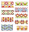 Ukrainian traditional embroidery. Set of patterns for cross stitching decoration. Cross-stitch traditional folk. Vector Royalty Free Stock Photo