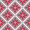 Ukrainian traditional folk knitted red embroidery pattern