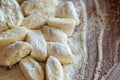 Ukrainian traditional lazy dumplings with cottage cheese. Belarusian and Ukrainian Cuisine. Process of making homemade dumplings