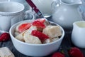 Ukrainian traditional lazy dumplings with cottage cheese.