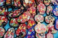 Ukrainian traditional painting on wooden plates Royalty Free Stock Photo