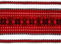 Ukrainian traditional red and black ornament embroidery closeup