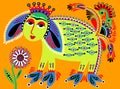 Ukrainian tribal ethnic painting, unusual animal,