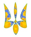 Floral Trident. Emblem of Ukraine. Concept of patriotism. Support of Ukraine.