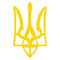 Ukrainian trident country emblem, tryzub on white background, government symbol of Ukraine