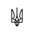 Ukrainian trident line color icon. Isolated vector element.