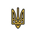 Ukrainian trident line color icon. Isolated vector element.